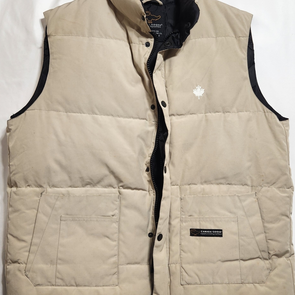 Canada Goose Beige and Black Puffer Vest